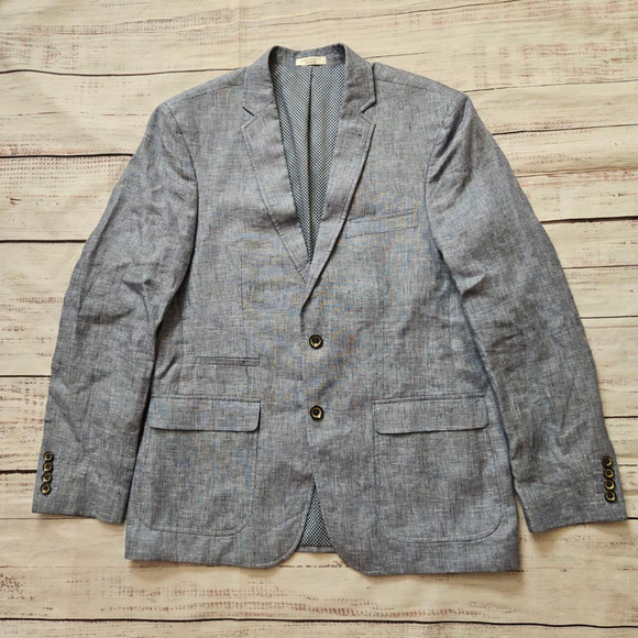 Baird McNutt Other - Baird & Mcnutt Murano Blue Linen Blazer Jacket Sports Coat Mens Large Slim Fit